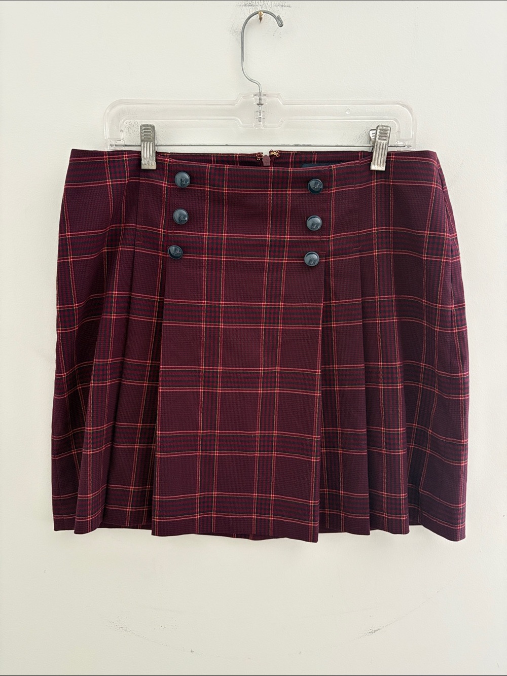 Tommy Hilfiger Burgundy Plaid Pleated Mini Skirt Size 10